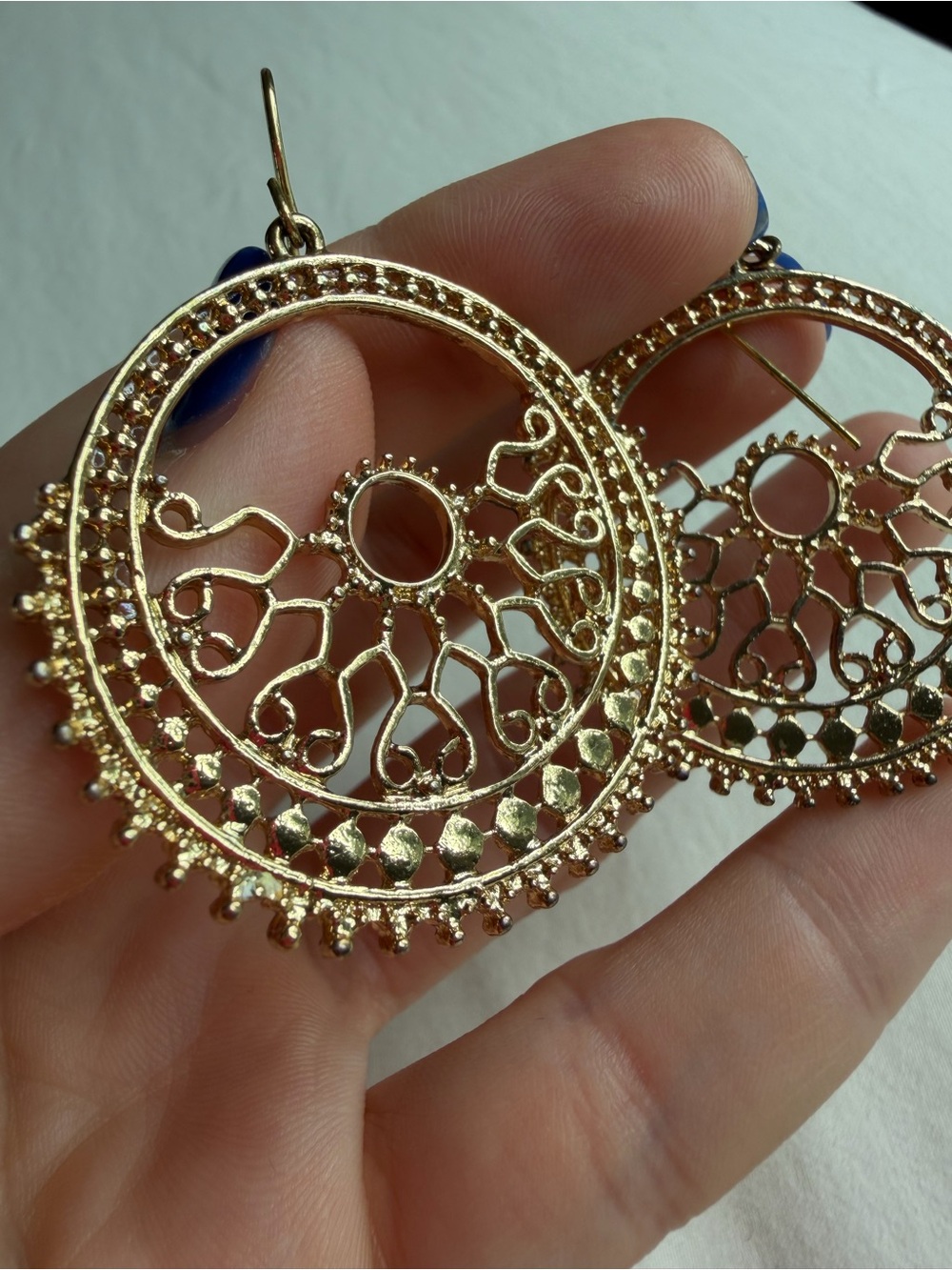Sunburst Ornate Dangly Hoop Earrings
